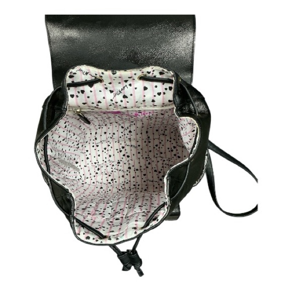 Betsy Johnson - NWOT - Black Vegan Leather Quilted Cat Ear Backpack Bag - Picture 6 of 12